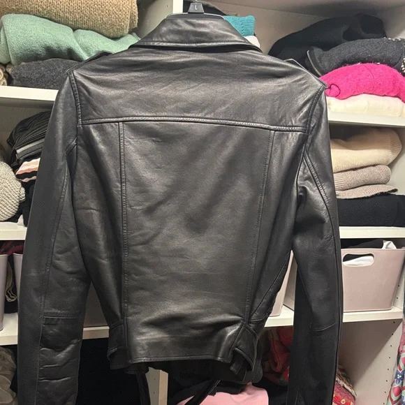 Bagatelle Black Leather Moto Jacket with Silver Accents - Picture 4 of 5
